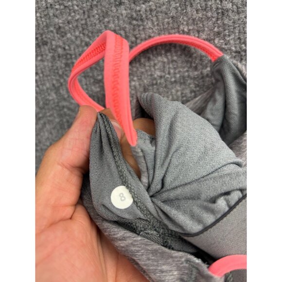 Lululemon Dancing Warrior Tank Women's 8 Heathered Gray Pink Cross Straps Yoga - Picture 7 of 7